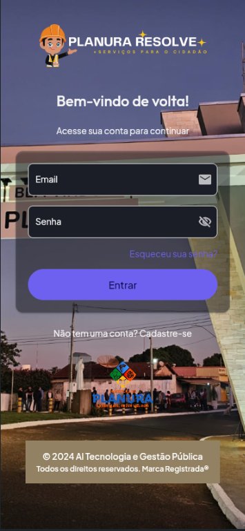 APP Planura Resolve - Tela de Login do Cidadão